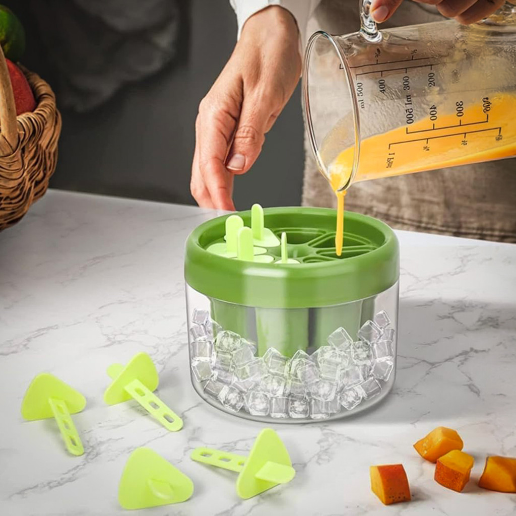 Forma Molde Fazer Picolé Sorvete 8 Palitos Reutilizável Verde