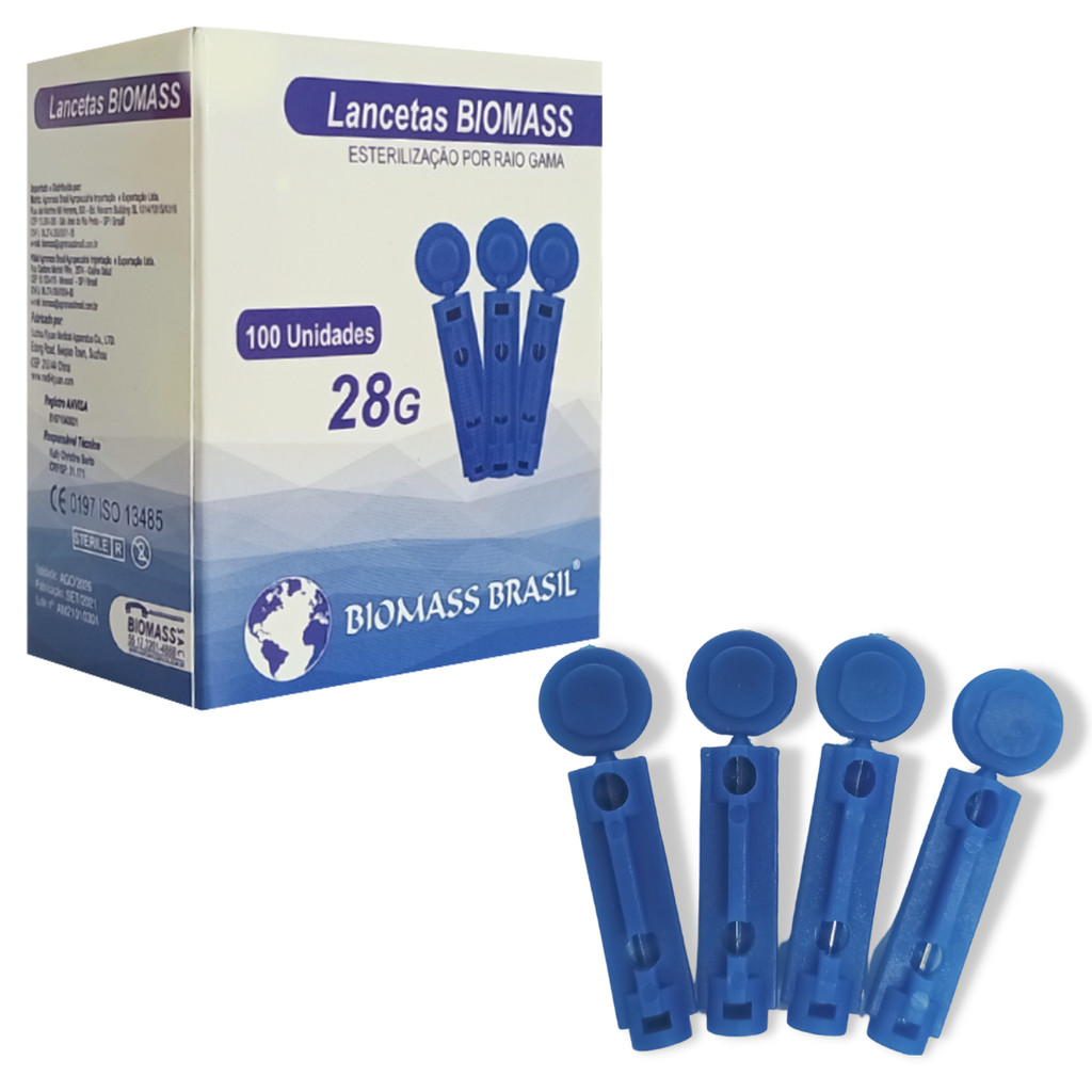 Kit 200 Uni Lanceta Simples 28g p/ Lancetador Universal P/ Caneta Lancetadora em Oferta na Shopee