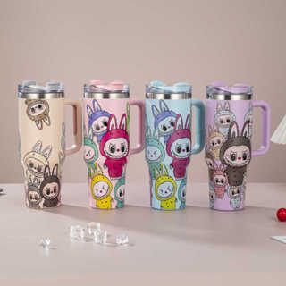 Garrafa Labubu Térmica 1200ml com Alça – Inox, Conserva 24h Frio + 12h Quente, 2 Canudos em Oferta na Shopee