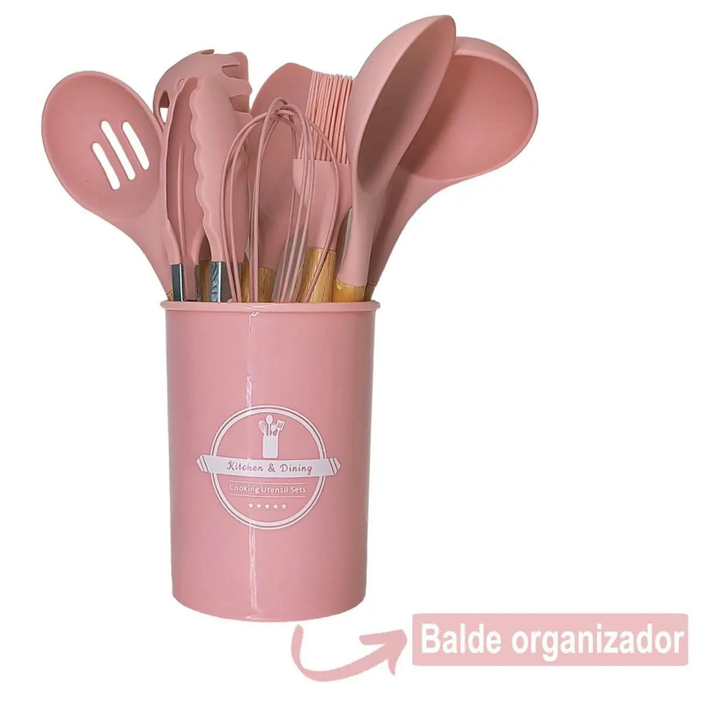 Jogo de Cozinha  Utensílios de Cozinha 12Pçs  cabos de madei