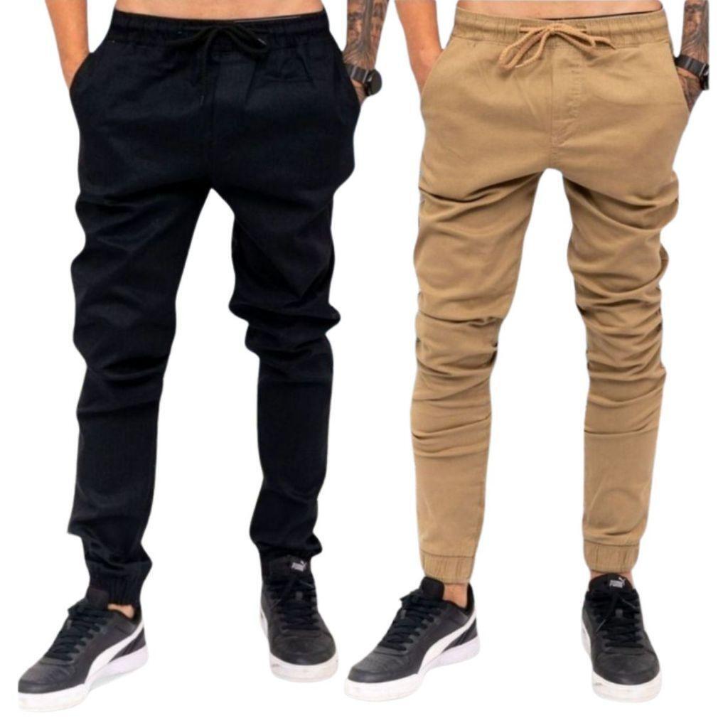 Kit 2 Calça Jogger Masculina Jeans Adulto Slim Moda Direto Da Fábrica Joger Academia Com Punho Novidade