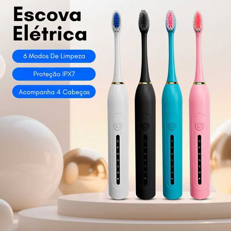 Escova de dentes elétrica recarregável Sonic IPX7