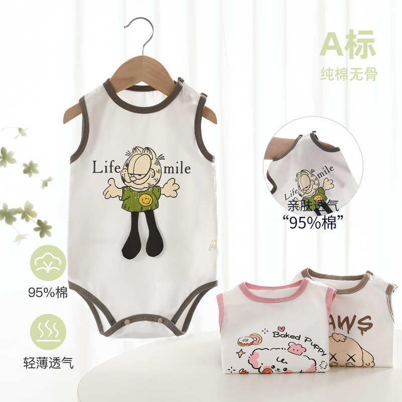 Verão roupas de bebê puro algodão classe a roupas do bebê sem mangas triângulo macacão recém-nascido bebê colete fino