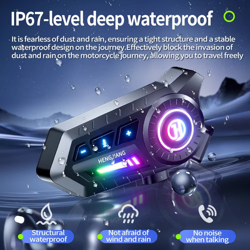 Detalhes do Capacete de Moto com Bluetooth 6.0, Luz RGB à Prova d’Água 2026 & Microfone Sem Fio