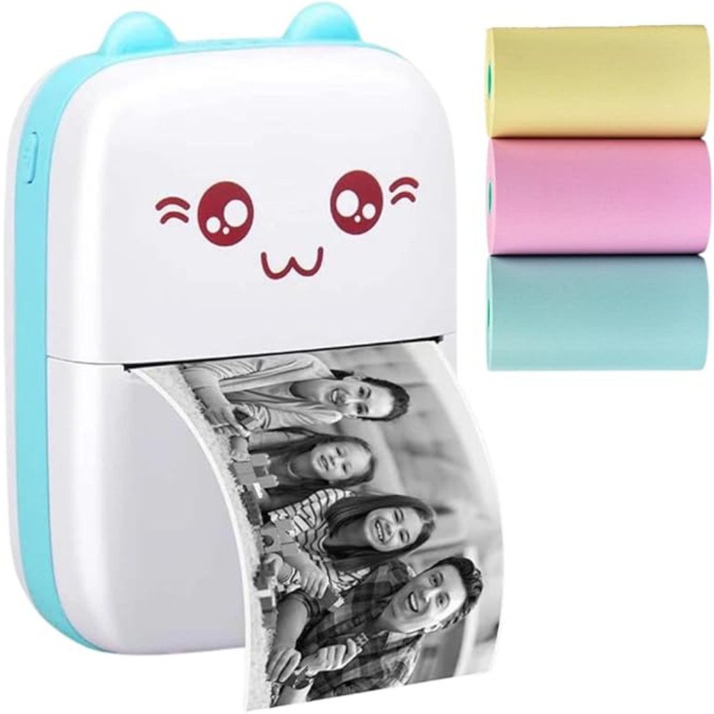 Mini Impressora Portátil Gato Rosa E Azul Térmica Bluetooth