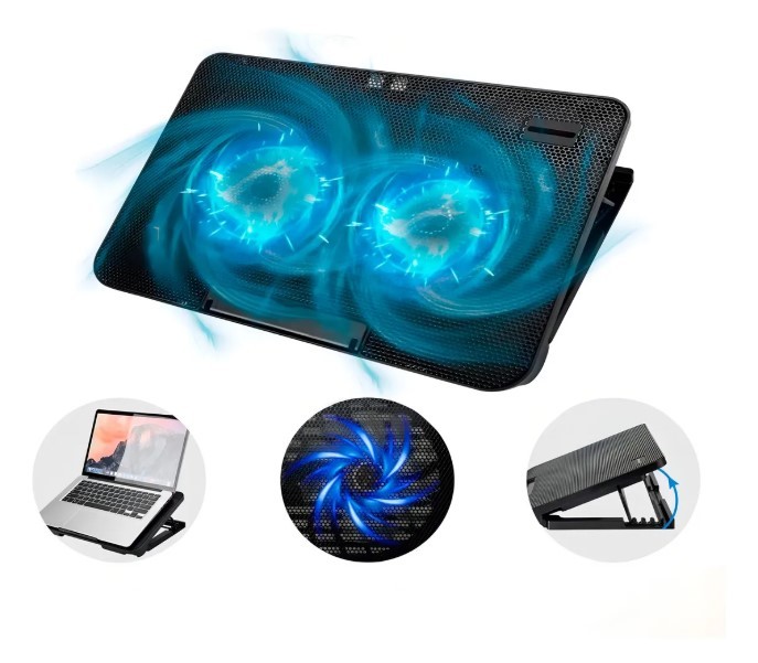 Base Suporte para Notebook com Cooler 2 Ventoinhas LED – Suporte Gamer Ajustável