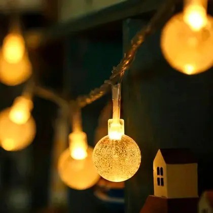 Varal De Luzes Led Externo Luz Solar Com 50 Lâmpadas Pisca Natal 7m Colorido Varal De Luzes Led Externo