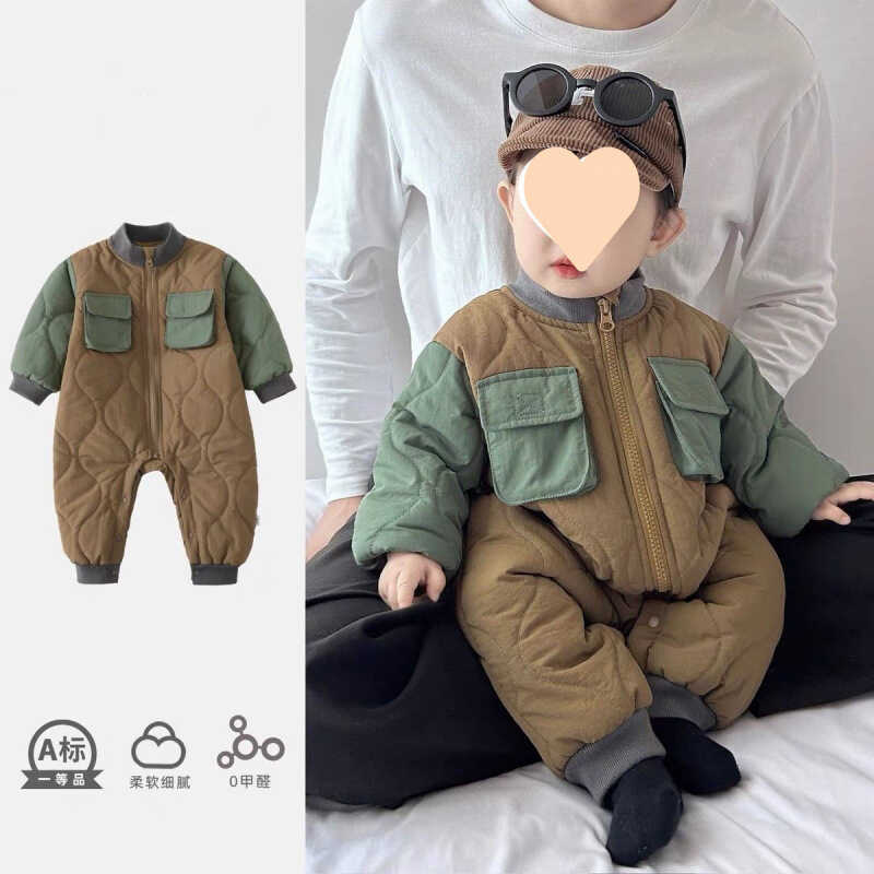 Roupas de bebê inverno outono inverno bebê acolchoado macacão forro de lã roupas de inverno engrossado roupas de algodão