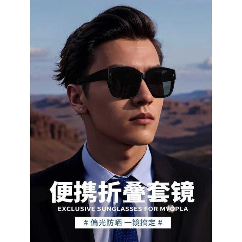 Óculos de sol capaz óculos de miopia condução dedicado óculos de sol capa óculos masculino clipe dobrável Anti-ultraviol