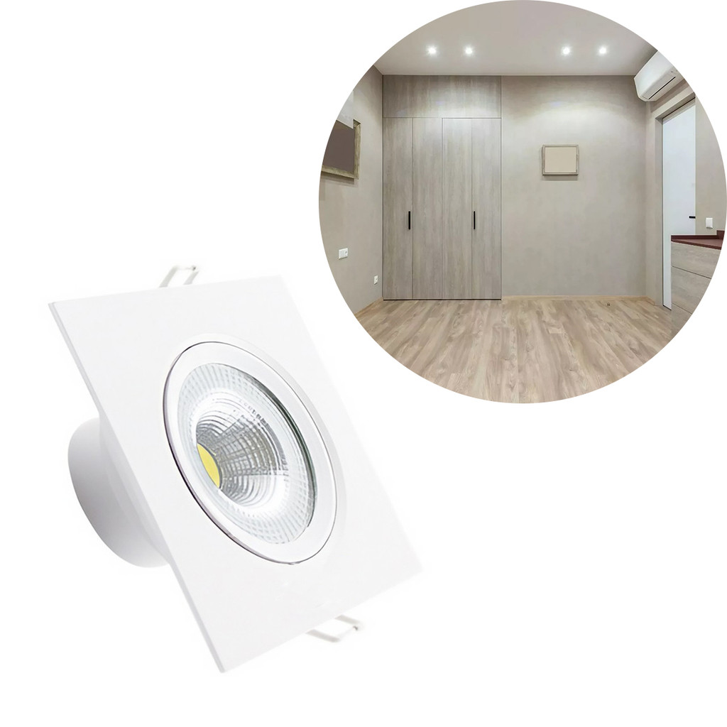 JS Luminária Spot Luz LED Quadrada Luz Fria Iluminação 3W