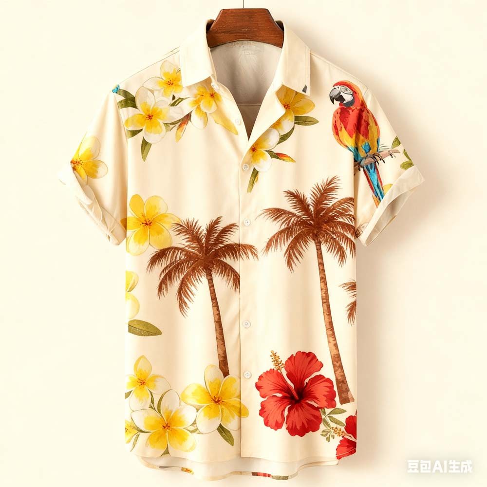 Camisa Havaiana Masculina Com Estampa floral tropical Manga Curta Moda Respirável Camiseta casual De Férias Para Homem