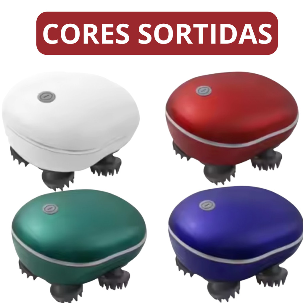 Massageador Elétrico Recarregável 3 Velocidades 4 Cabeças