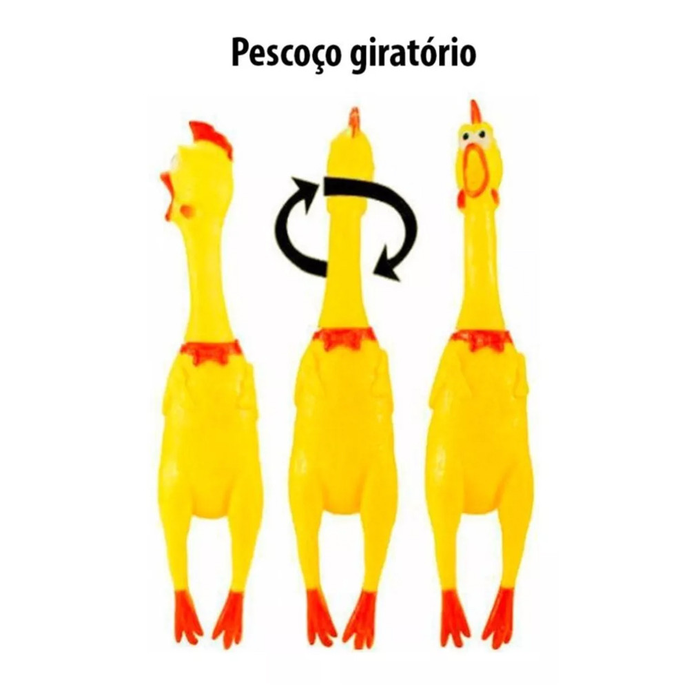 Galinha Frango Brinquedo Pet 16cm Borracha Mordedor Apito