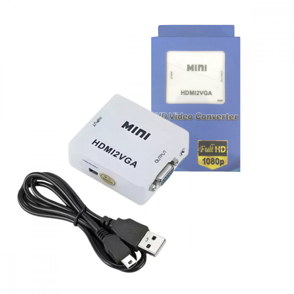 Adaptador Conversor HDMI Macho Para VGA Fêmea Full HD 1080p p/ Monitor Projetor TV PC - HDMI2VGA