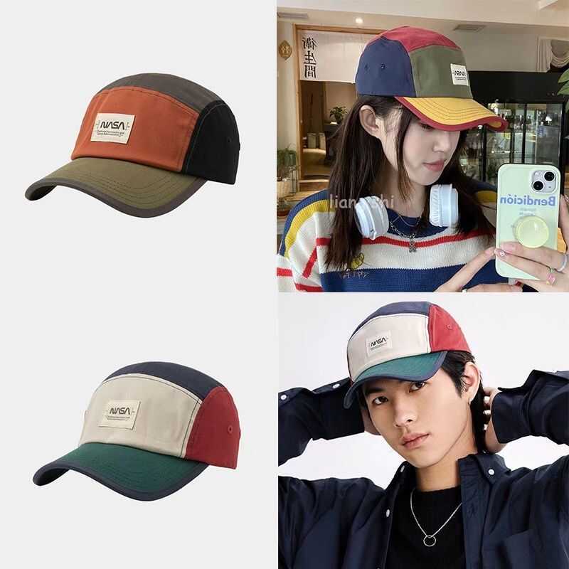 Remendo De Couro Da NASA Com 5 Painéis Estilo Cityboy Top Macio Vintage Masculino Jovem Hip Hop Maré Boné Feminino