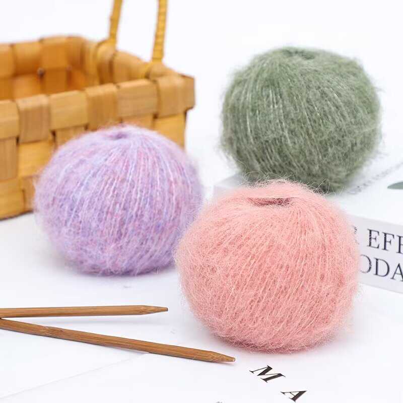 Alpaca Mohair fio de lã cavalo marinho bola de lã fina seda cerosa macia cachecol tricotado à mão suéter pacote de Mater