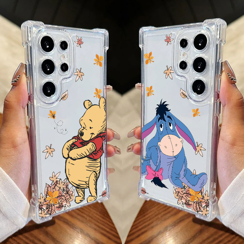 Capa Winnie Pooh Eeyore Tigre Leitão Para Samsung S25 Ultra S24 FE S23 Plus S20 S25 S22 S21 S25EDGE A56 A36 Transparente