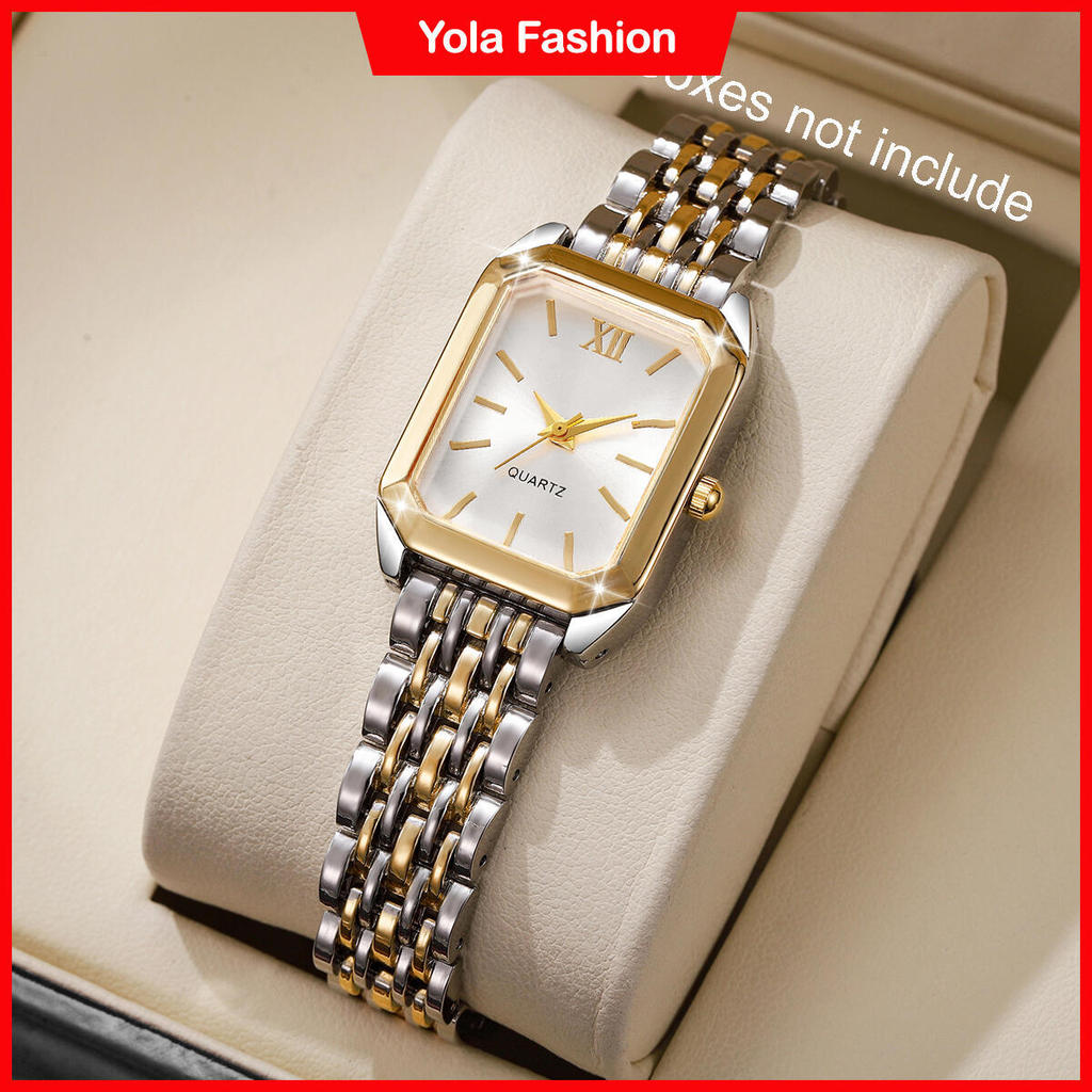 Senhoras De Luxo Árabe Retangular Dial Relógio De Quartzo Moda Pulseira De Aço Mulher Meninas Presente (Sem Caixa) em Oferta na Shopee