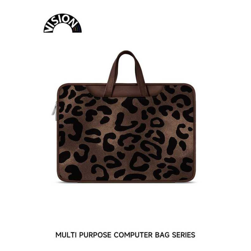 Bolsa para computador pesada com estampa de leopardo marrom V-SION adequada para Apple macbook 15: 20 cm Bolsa Shin-Chan