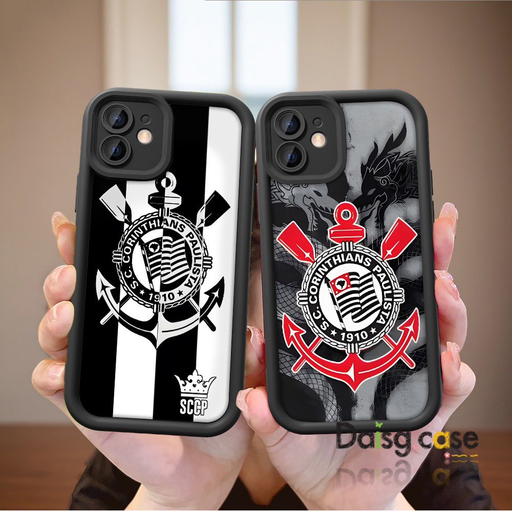 Capinha Para iPhone17 15 14 13 12 11 16ProMax 7/8Plus X XR XSMAX Case Capa De Celular Corinthians PRETO Silicone celular