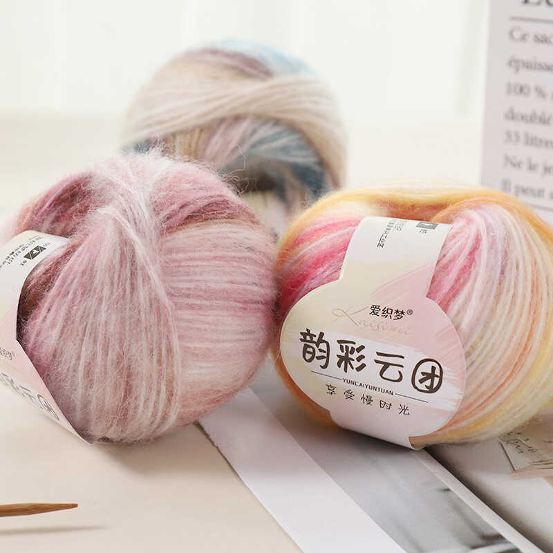 Segmento tingimento gradiente lã bola mão-malha diy médio grosso lã cachecol chapéu camisola Cardigan Croche