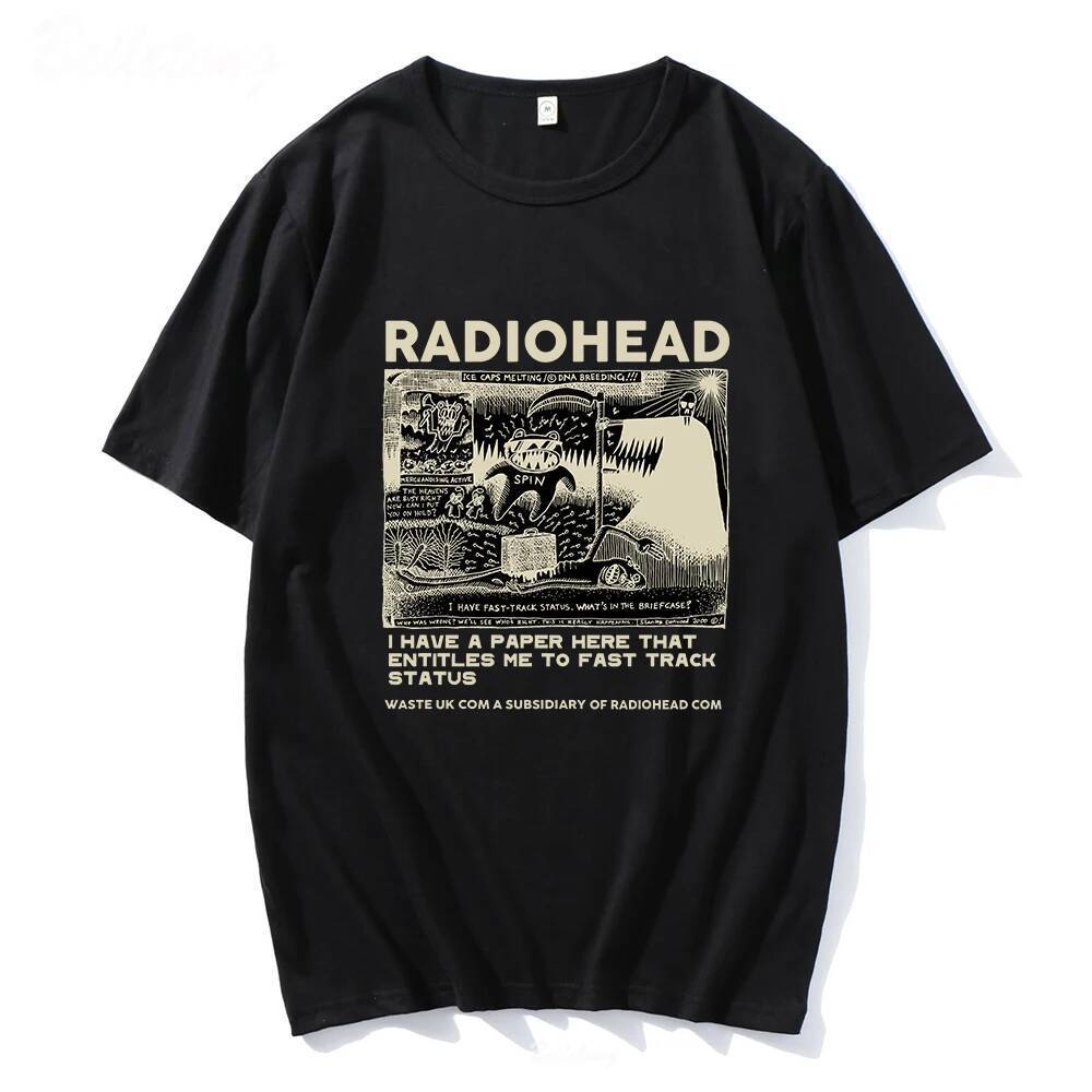 Radiohead T Shirt Men Vintage Classic Tees North America Tour Rock Boy Camisetas Hombre Hip Hop Unisex 100%Cotton Oversi