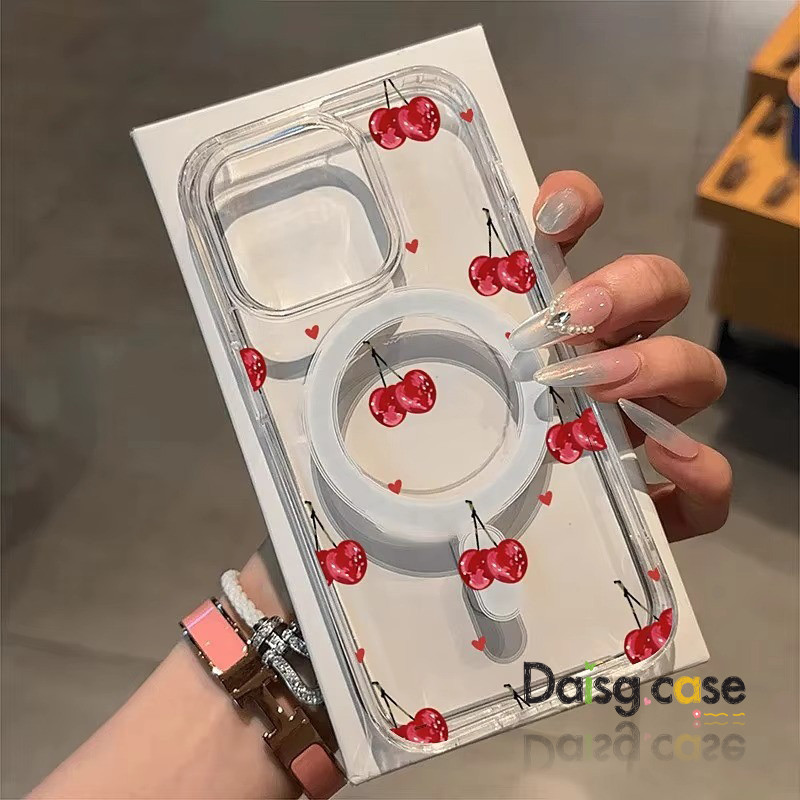 Bonito Cereja Impresso Magnético Caso De Telefone Para Iphone 11 13 12 Pro Max 16 17 15 14 XR X XS 7 8 Plus Capa