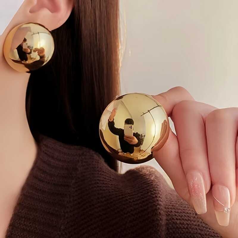 Moda Commuter Estilo Minimalista Nicho Exclusivo Jóias Geométricas Casual Bola Brilhante Design Exagerado Brincos Femini