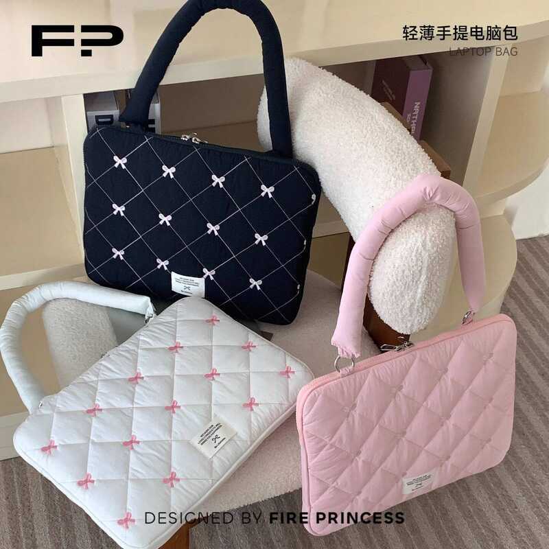 Bolsa para Laptop Fire Princess 47 cm Um Ombro 2025 Doce Coreano Ballet Bow Knot Nó de Vento Adequado para Apple macbook