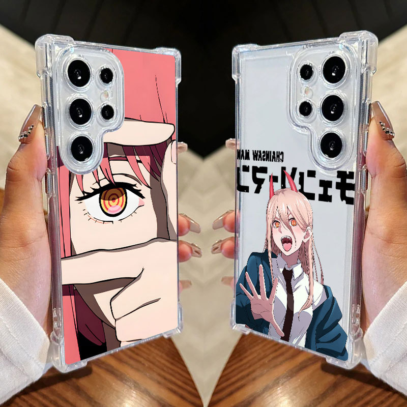 Capa Chainsaw Man Power Anime Makima Para Samsung S25 Ultra S24 FE S23 Plus S20 S25 S22 S21 S25EDGE A56 A36 Transparente