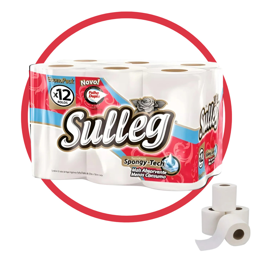 Papel Higiênico Sulleg Folha Dupla – 12 Rolos Premium Completos Alta Absorção