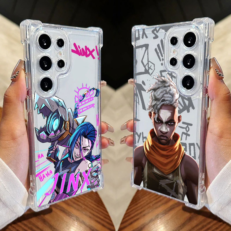 Capa Anime Game Arcane Jinxs Ekko Para Samsung S25 Ultra S24 FE S23 Plus S20 S25 S22 S21 S25EDGE A56 A36 Transparente Ce