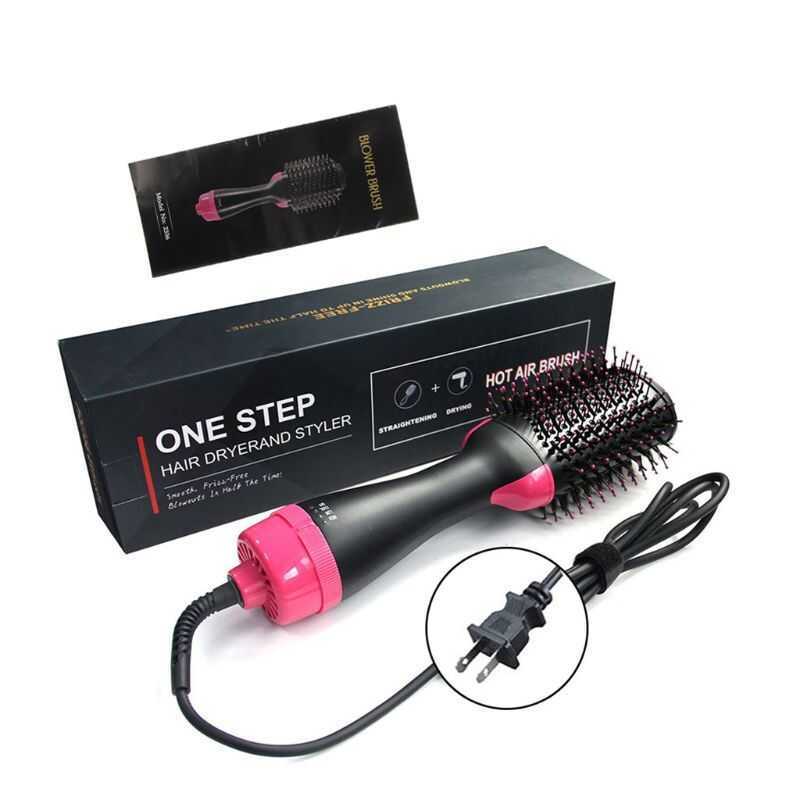 2 Em 1 Multifuncional Secador Volumizador Rotativo Escova De Cabelo Modelador Rolo Girar Styler Pente Estilo Alisamento