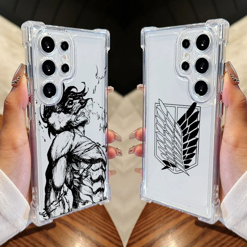 Anime Ataque Em Titã Quente Legal Caso Para Samsung S25 Ultra S24 FE S23 Plus S20 S25 S22 S21 S25EDGE A56 A36 Capa Transparente