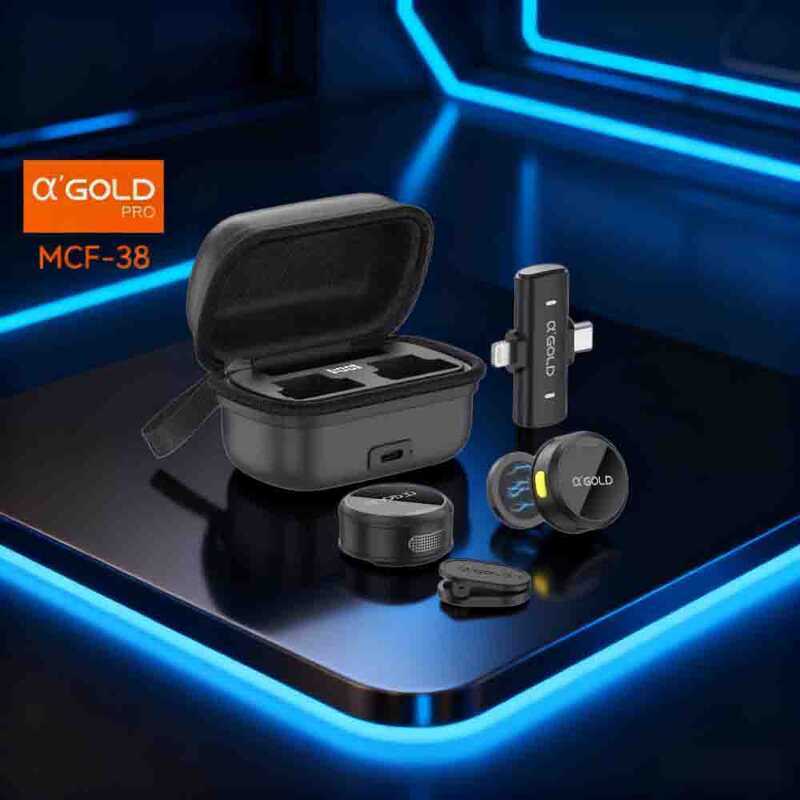 Microfone Sem Fio A’Gold para Lapela Magnético - Conexão Type-C e Lightning para Smartphones MCF-38