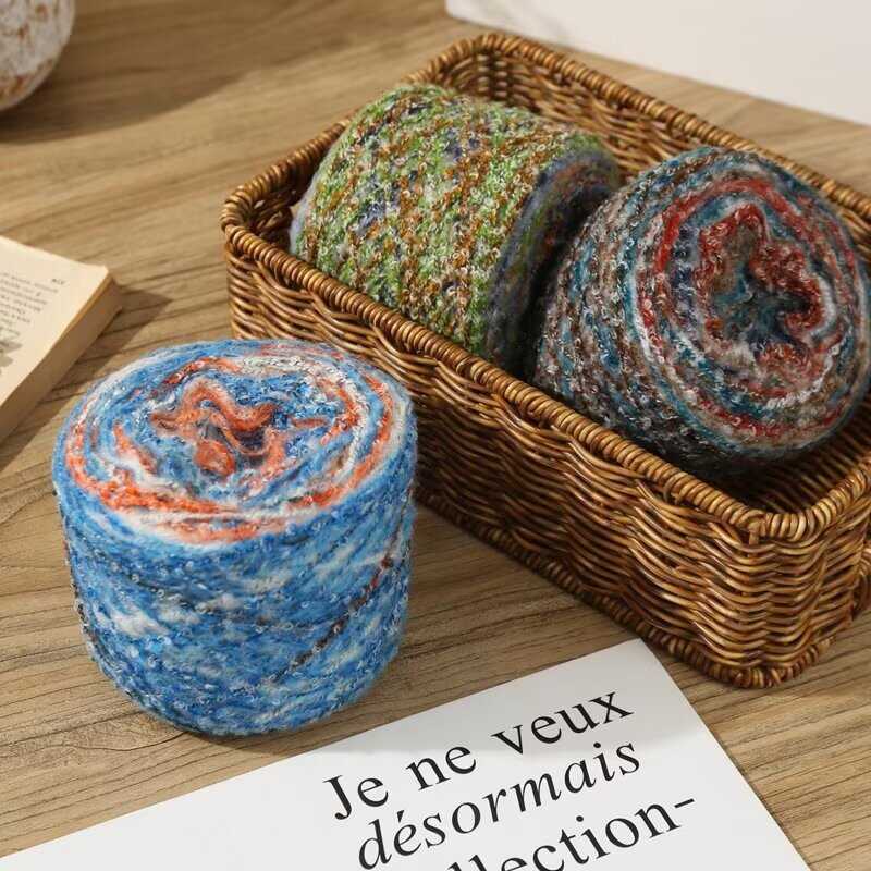 Pintura a óleo terraço gradiente Mohair seção tingida de lã tricotada à mão diy cachecol de crochê bola de lã grossa