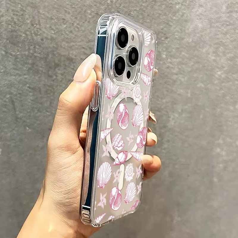 BrVerão Mar Conchas Magnética Caso De Telefone Para Iphone 11 13 12 Pro Max 15 14 16 17 XR X XS XSMAX 7 8 Plus Capa
