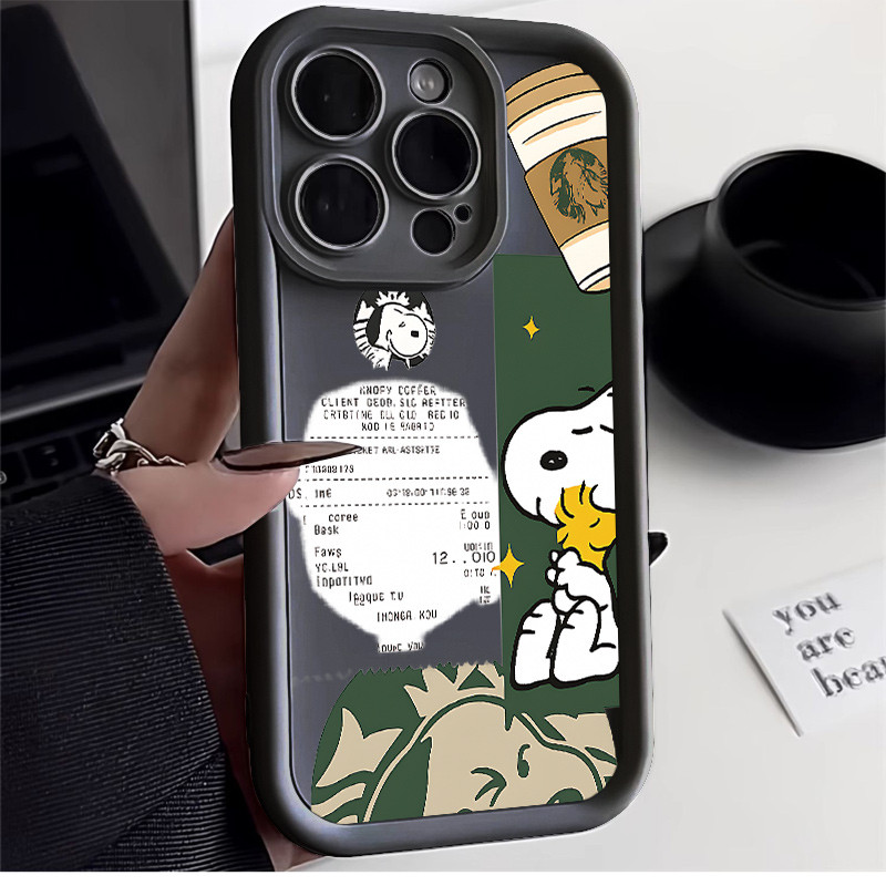Snoopy Starbucks TPU anti-impacto Capinha Capa Para Samsung A14 A15 A54 A55 A05S A16 A07 A17 S22 S23 S24 S25 FE Ultra