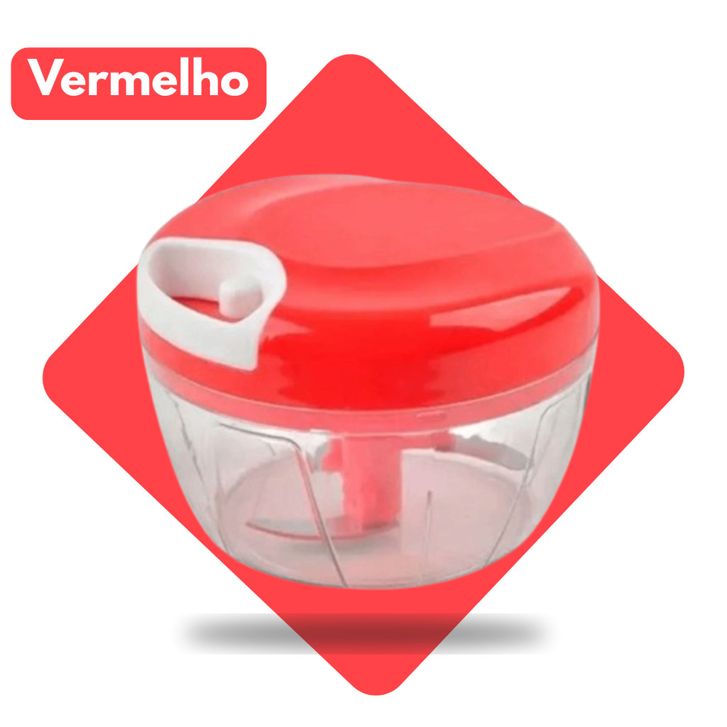 500ML -  Mini Triturador Processador Manual 3 Lâminas - (Cores Sortidas)