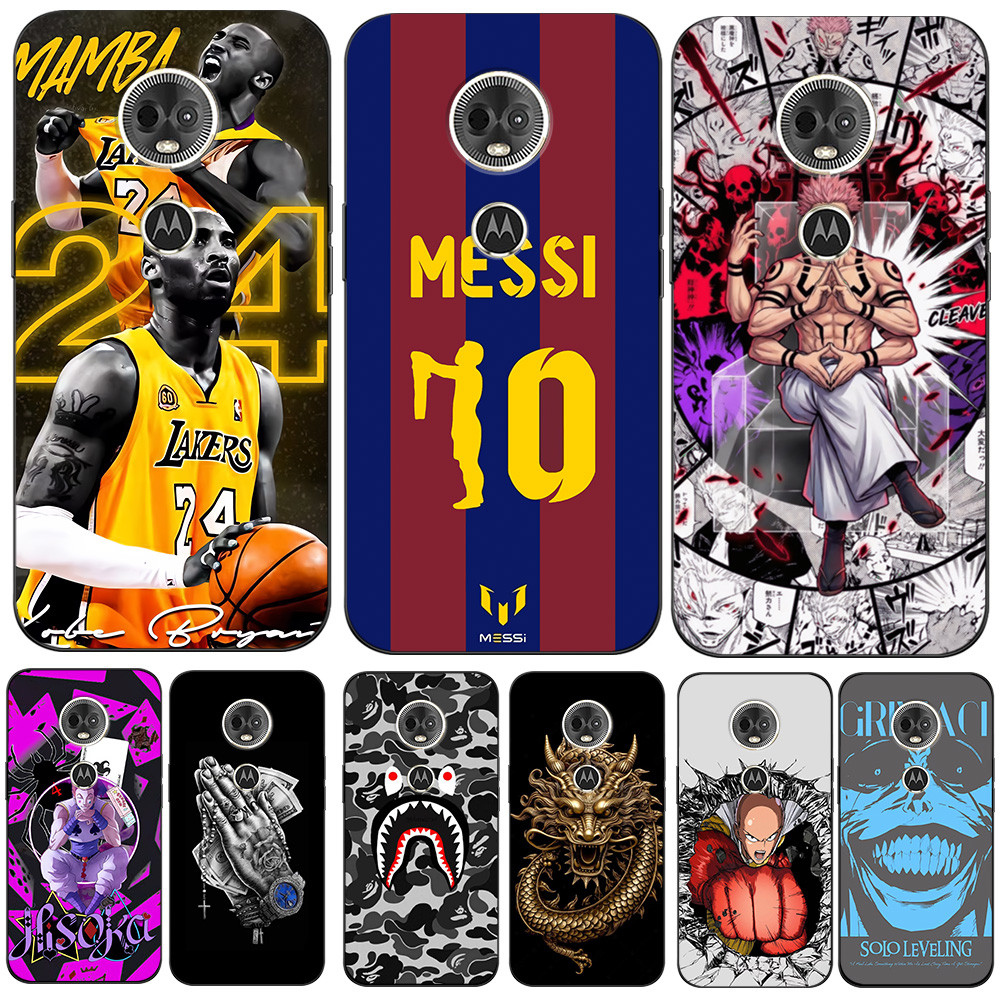 Para Motorola Moto E5 PLUS Caso De Telefone Silicone Macio Protetor Preto Tpu Basquete Futebol Clube superstar anime Crâ