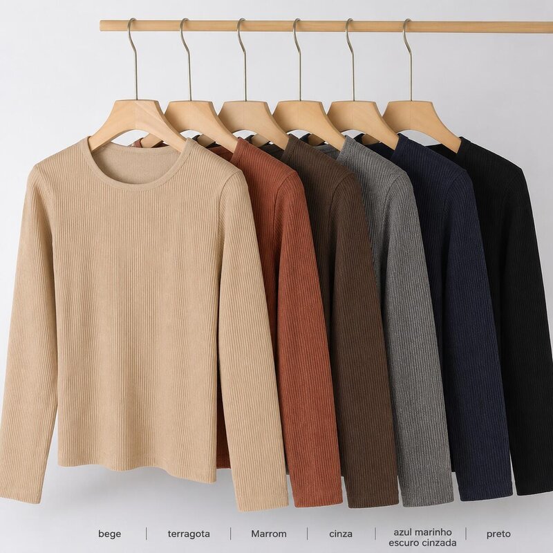 Blusa Térmica Femimina De Canelada Peluciada Para o Inverno
