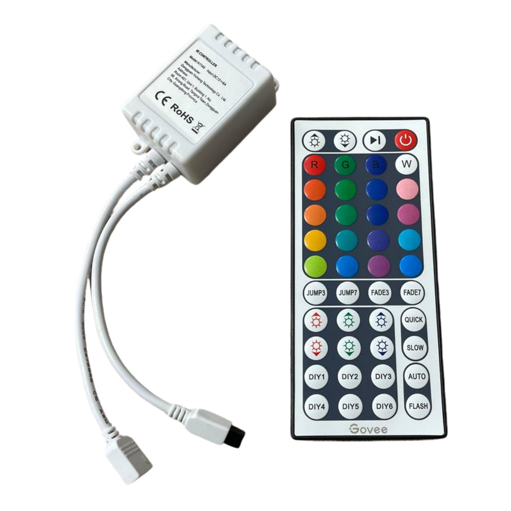 Controlador Driver Fita LED RGB 12V Com Controle Remoto IR 44 Teclas 5050 3528