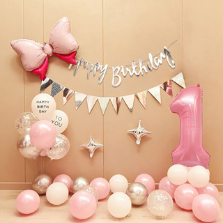 40 Pçs Conjunto De Balão De Arco De Doces Branco Rosa Papel Prateado Banner Para Meninas Decorações De Festa De Aniversá em Oferta na Shopee