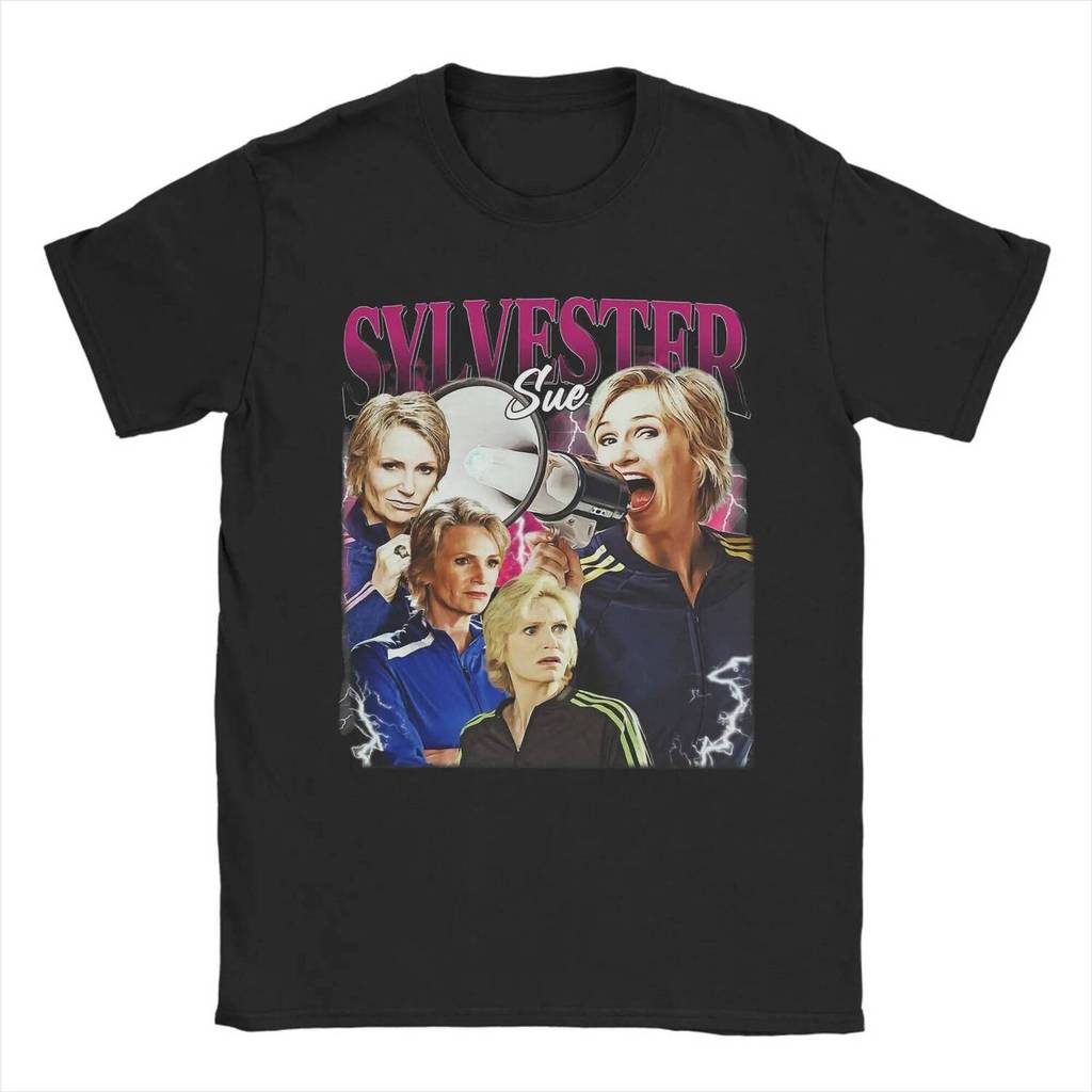 Vintage Sue Sylvester Glee T-Shirt for Men O Neck 100% Cotton T Shirt  Short Sleeve Tees Graphic Printed Clothing