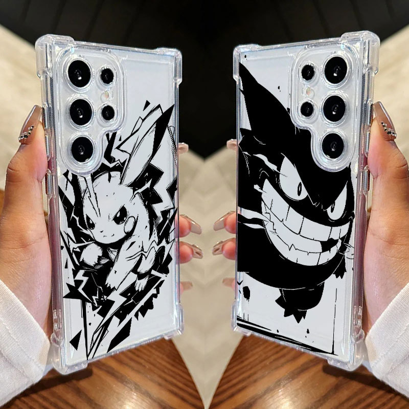 Capa De Arte Pokémon Pikachu Gengar Para Samsung S25 Ultra S24 FE S23 Plus S20 S25 S22 S21 S25EDGE A56 A36 Transparente 