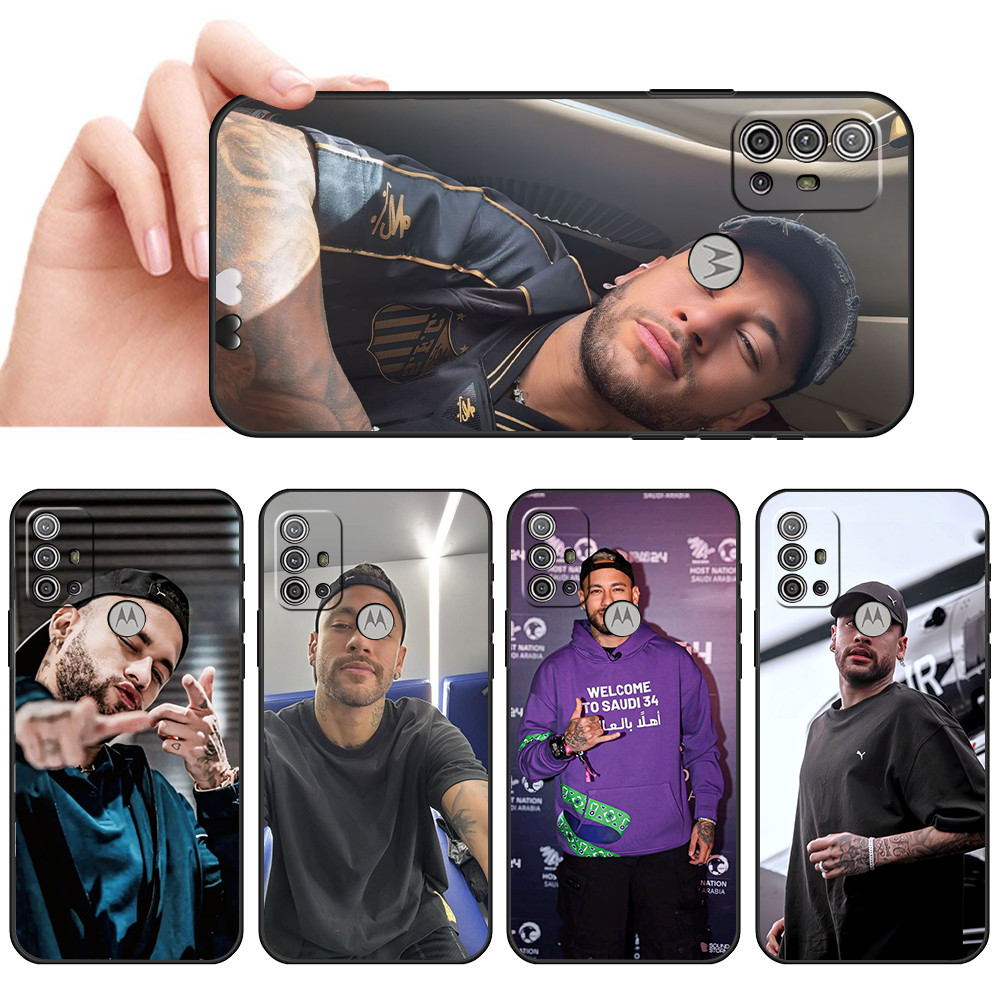 Capa De Telefone Preta Macia Para Moto G10 G20 G30 G22 G23 G50 G52 G53 G73 G82 Neymar Vida Protetora Anti-Queda