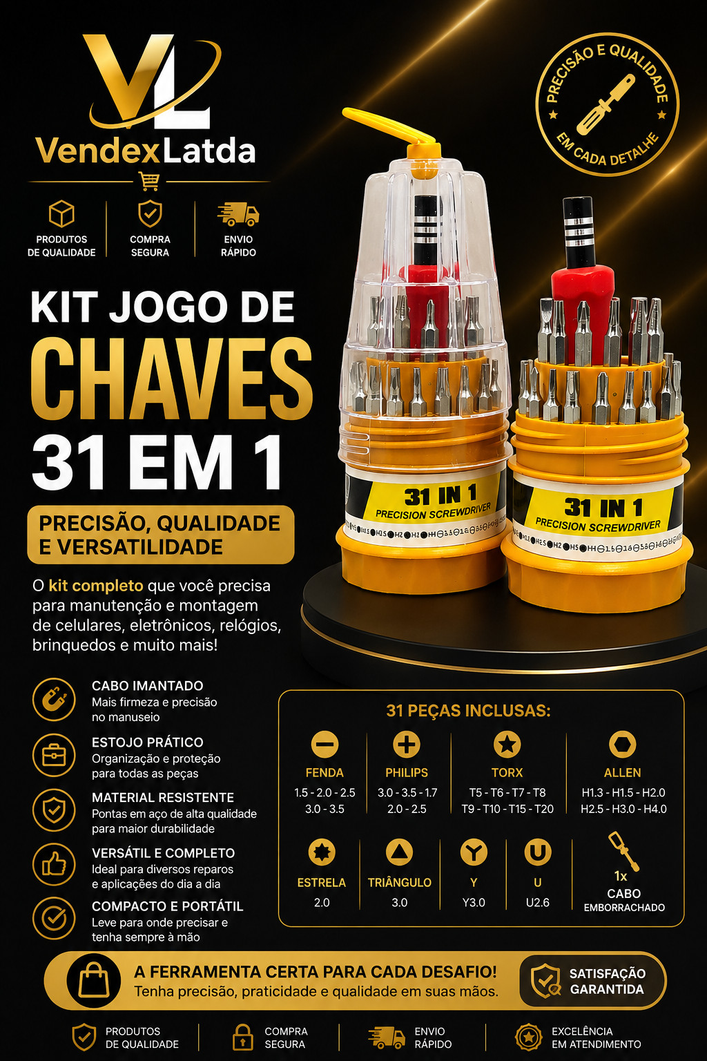 Mini Kit Jogo De Chaves Ferramentas De Precisão Kit 31-em-1