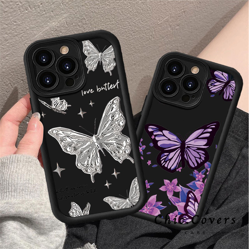 Capa De Telefone Borboleta Prateada Para iPhone 17 Pro Max 17 16 15 13 11 14 12 11 Xs XR XSMAX X 7/8PLUS em Oferta na Shopee