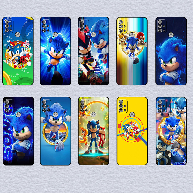 Para Moto G85 G34 G31 G04 G04S G24 G54 Power Sonic the Hedgehog Macio Preto TPU Caso De Telefone