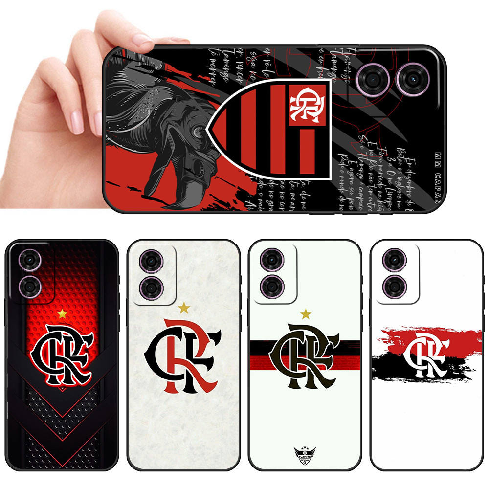 Capa De Telefone Preta Macia Para Moto G05 G15 G35 G86 Torcida Brasileira Flamengo Protetora Anti-Queda